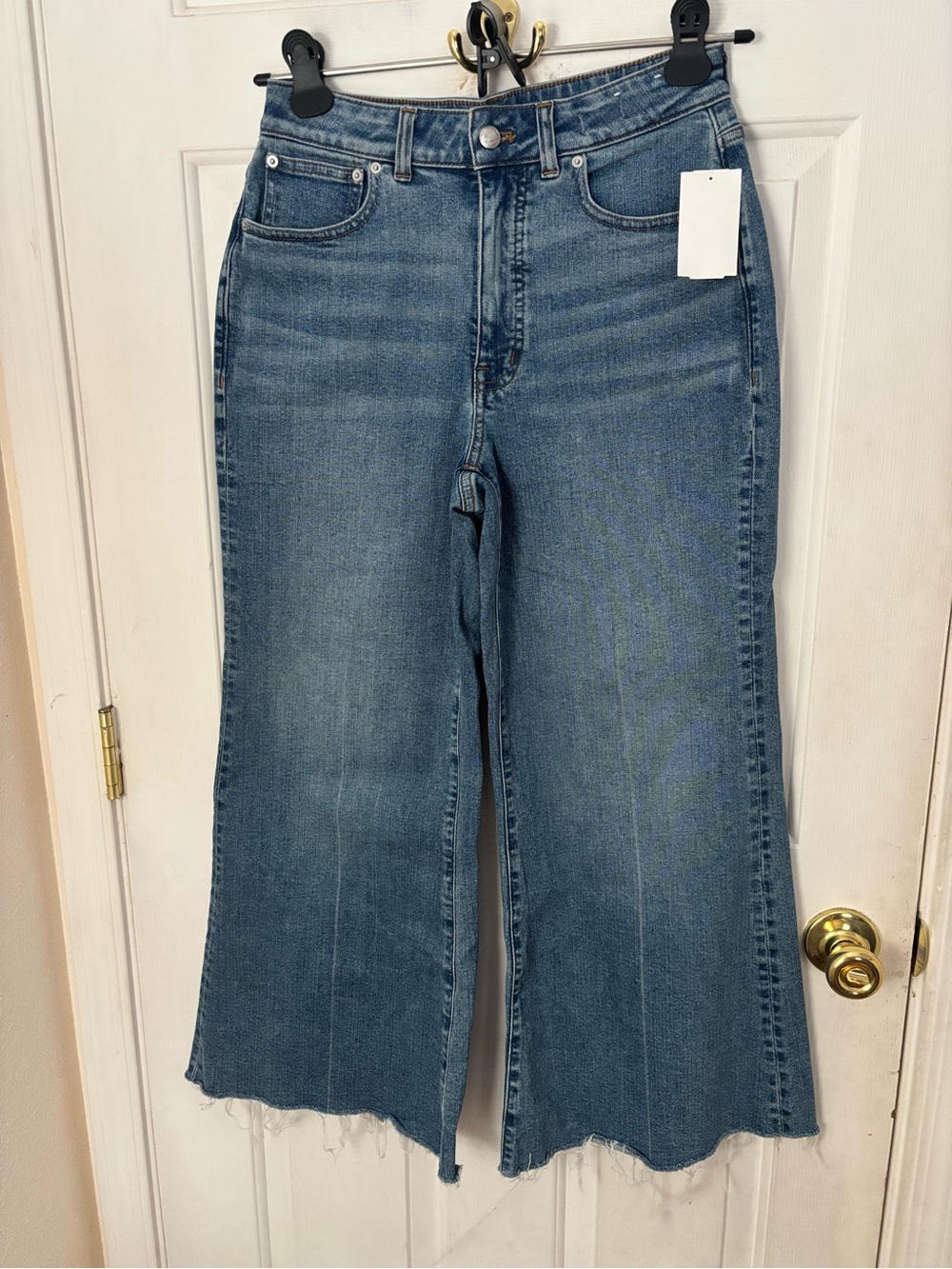 Madewell Medium Blue High-Rise Wide-Leg Crop Jeans